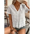 thumbnail image 5 of Women'S Summer Eyelet Tops 2025 Dressy Casual V Neck Flutter Sleeve Hollow Out Lace Embroidered Blouses Shirts White XXL, 5 of 7