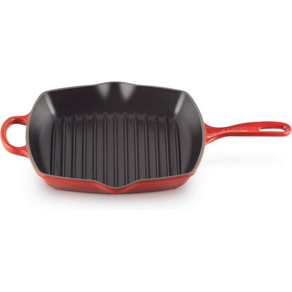 mm Enameled Cast Iron Signature Square Skillet Grill, 10.25", Cerise