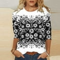 thumbnail image 2 of CYMMPU Blouses for Women Dressy Casual Crew Neck Floral Printed Summer Fashion Shirts Spring Tops T-Shirts Loose Fit 3/4 Sleeve Lightweight Basic T-Shirts Multicolor XXXL, 2 of 5