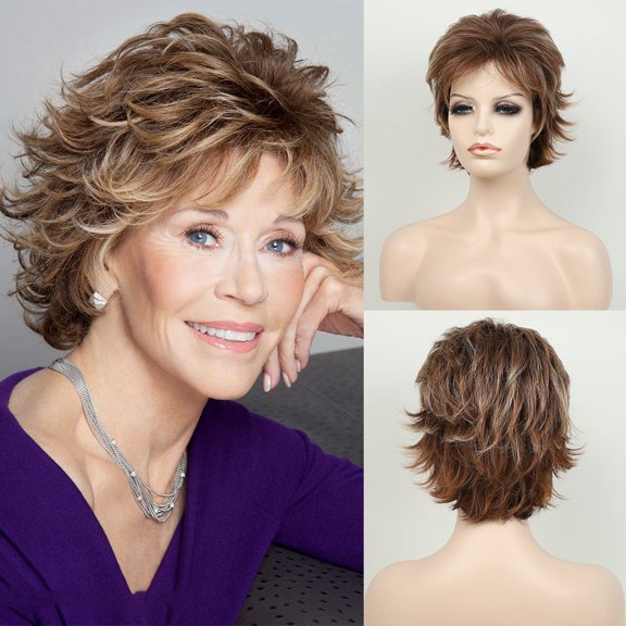 Short Curly Synthetic Wig with Natural Volume Lightweight Cap Daily Wear