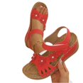 thumbnail image 3 of HTHLVMD Chaussures Plates Orthopédiques Mode, Sandales Compensées à Fleurs pour Femmes, Compensées Confort à Bride Ajustable, Sandales Compensées à Appliqué de Fleurs pour Femmes - Chaussures d'Été Confortables à Bride Ajustable, Rouge 5.5, 3 of 4