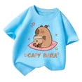thumbnail image 2 of Tfken Tee For Girls Toddler Crew Neck Short Sleeve Capybara Print Tops Daily Wear Breathable T-Shirts Blue Size 6-8 Years, 2 of 4