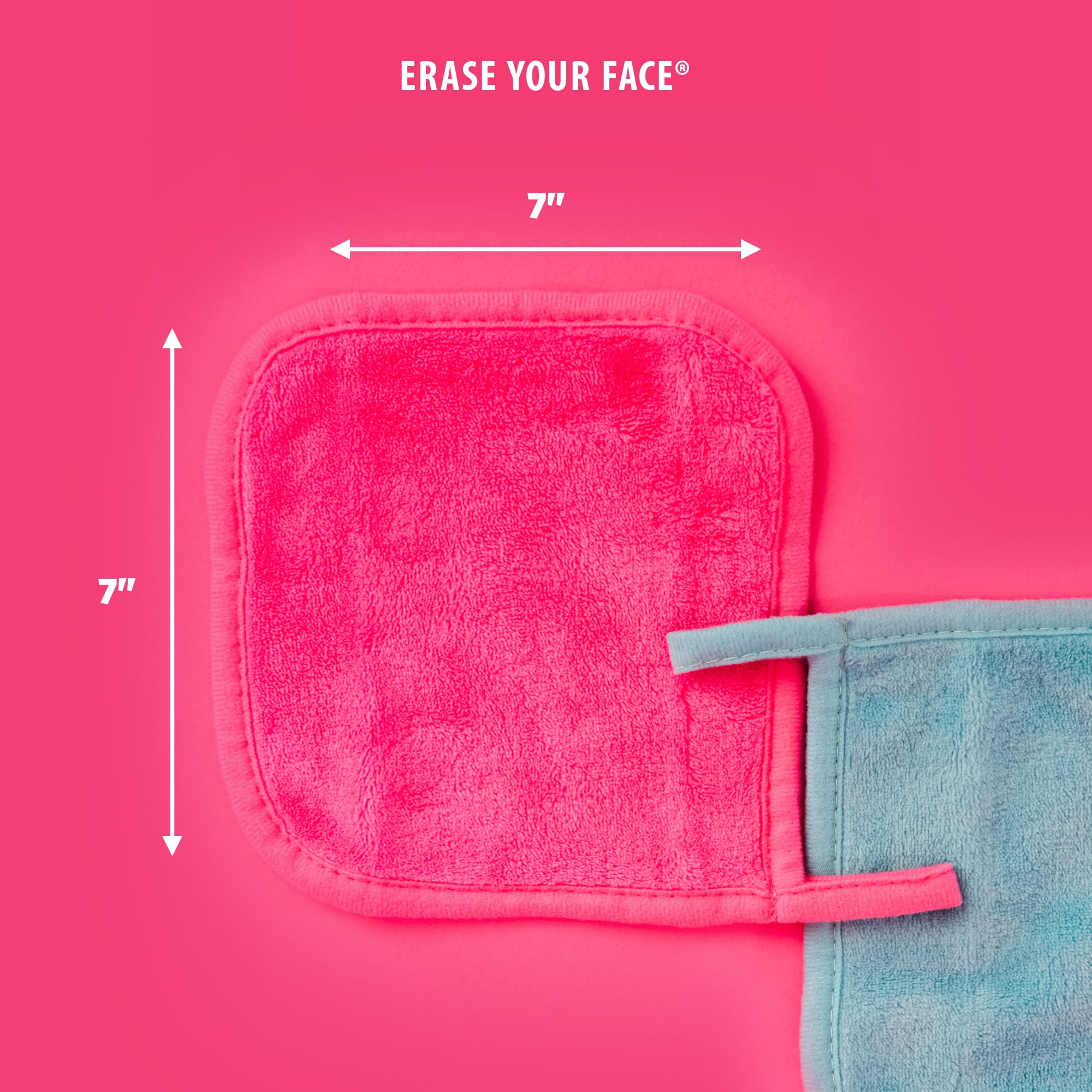 ERASE YOUR FACE Reusable Makeup Removing Cloth, Pink