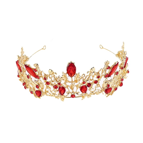 Hemoton  Tiara Crown for Women Wedding Hair Princess Bride Headpieces Red