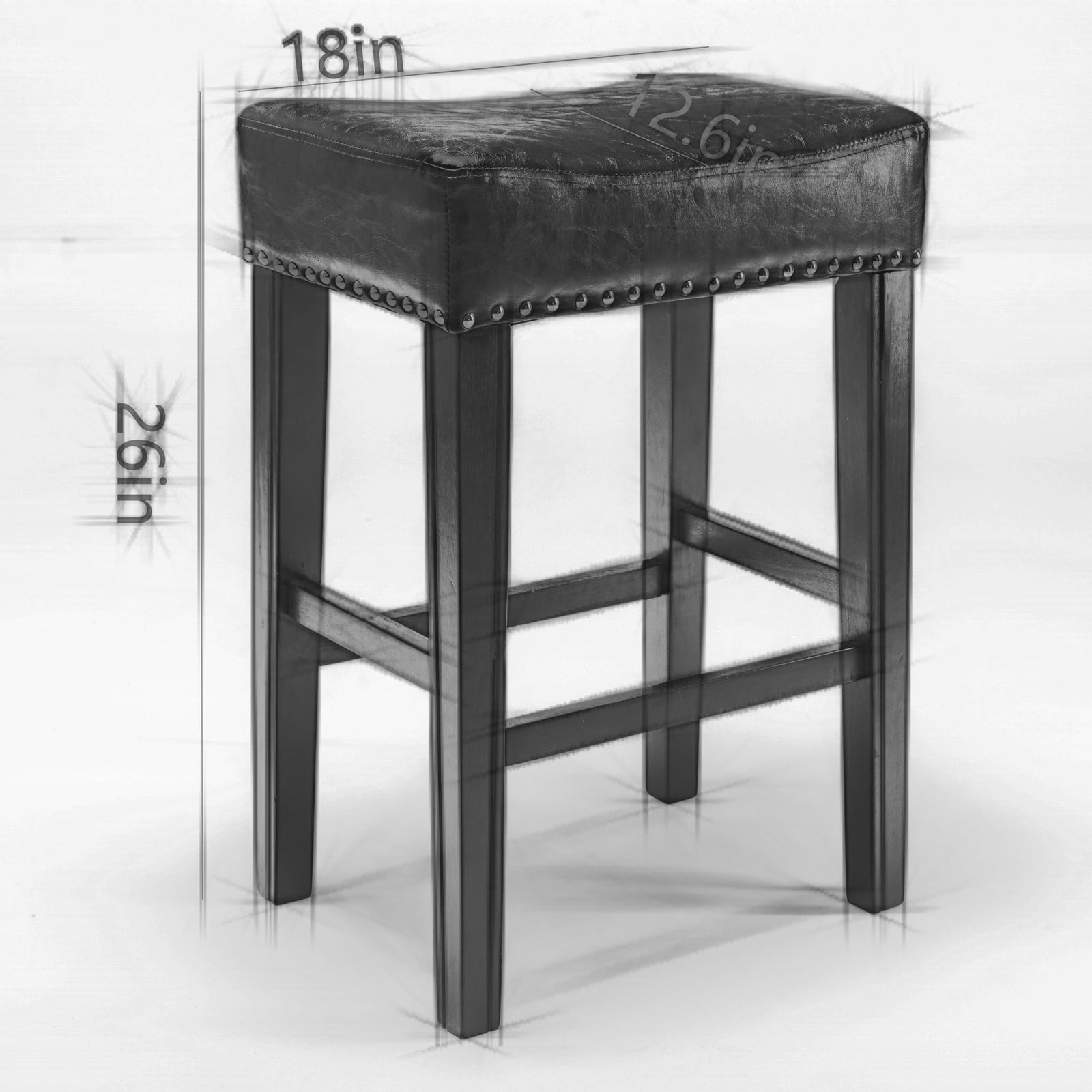 Hommoo Modern Counter Height Bar Stools, PU Leather Saddle Stool Set of 2, 26-inch Bar Height Stools for Kitchen, Brown