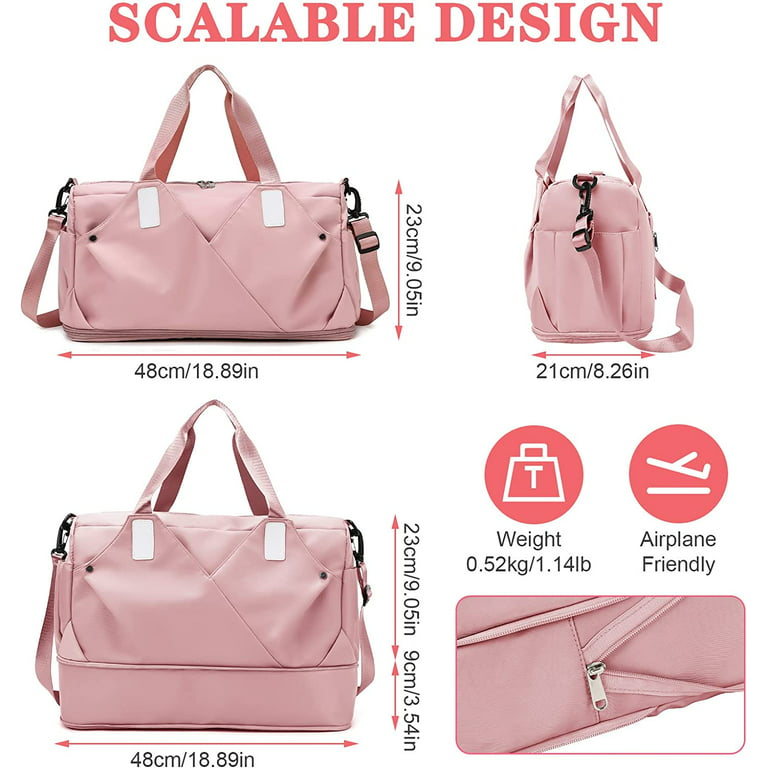 Travel Bags with Shoulder Strap Sport Camping Handbag,Pink 