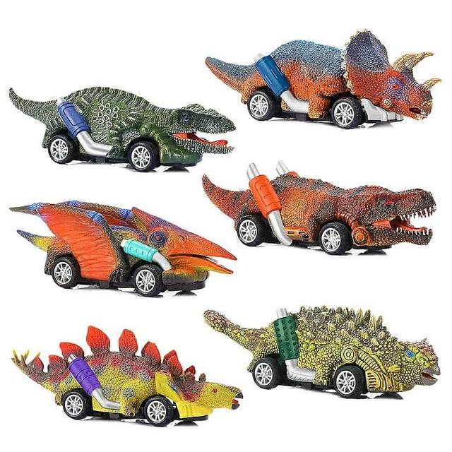 6pcs/set Children Simulation Dinosaur Toy Pull Back Car Tyrannosaurus Model Toy Racing Vehicles Kids Xmas Gift