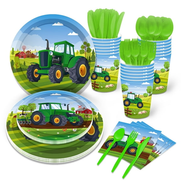 CC HOME Farm Theme Birthday Party Supplies Disposable Dinnerware Set Serves 24 Party Decorations for Boys