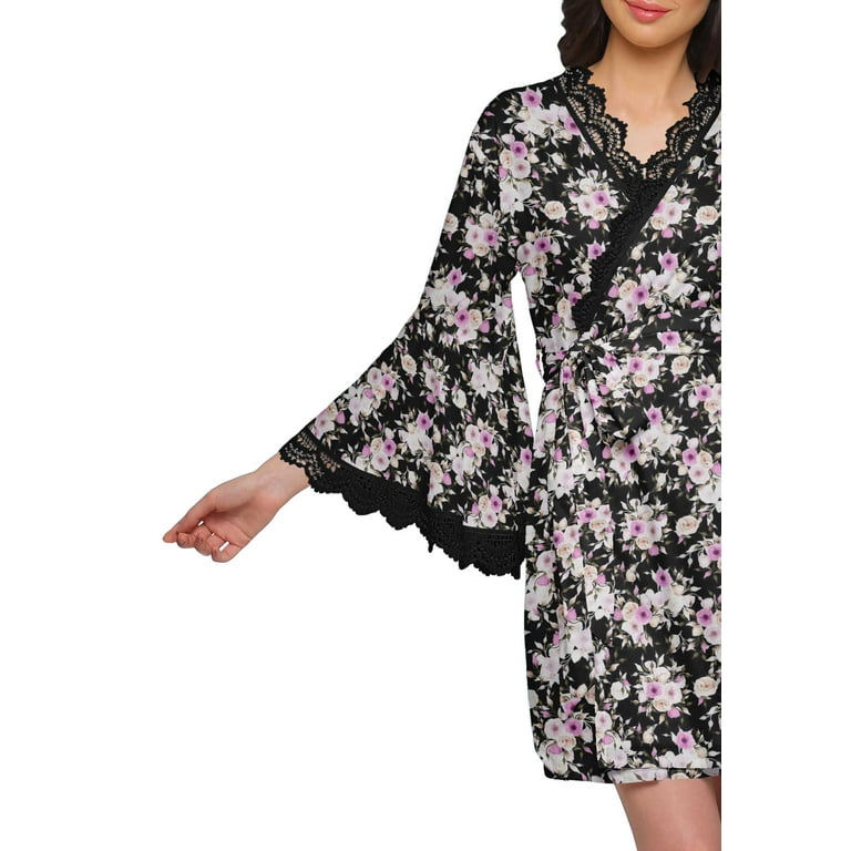 Moomaya Printed Robe For Women Dressing Gown Short Cotton Summer Bathrobe, Women's, Size: Small