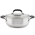 thumbnail image 1 of Cacerola KitchenAid de acero inoxidable cepillado de 4 litros con tapa, 1 of 9