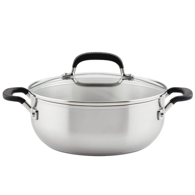 Cacerola KitchenAid de acero inoxidable cepillado de 4 litros con tapa