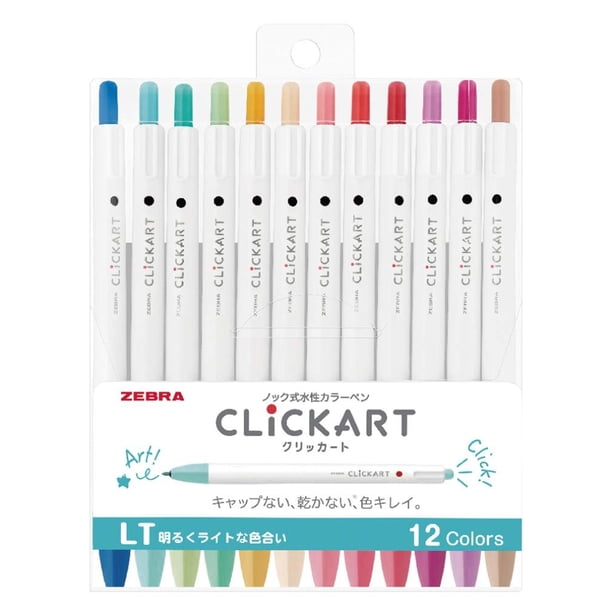 Juego de rotuladores Zebra Clickart a base de agua de 12 colores