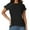 Black, variant on Womens Solid Color Pleated Yoga Top Round Neck Short Sleeve Slim Fit Shirt 2025 Workout Comfort Stretchy Breathable