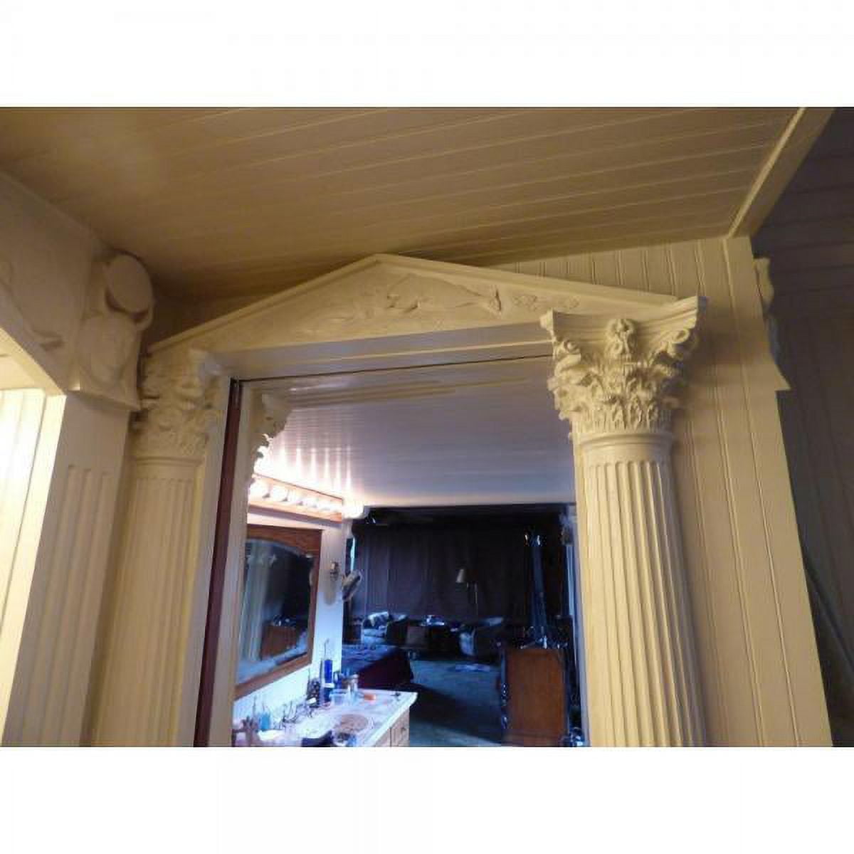 Endura-Stone Round Fluted Tapered Column (FRP), Smooth Paint-Grade, Temple of Winds Capital and Tuscan Base 12" Diameter x 9' Overall Height - Unsplit/Whole (Plan A)