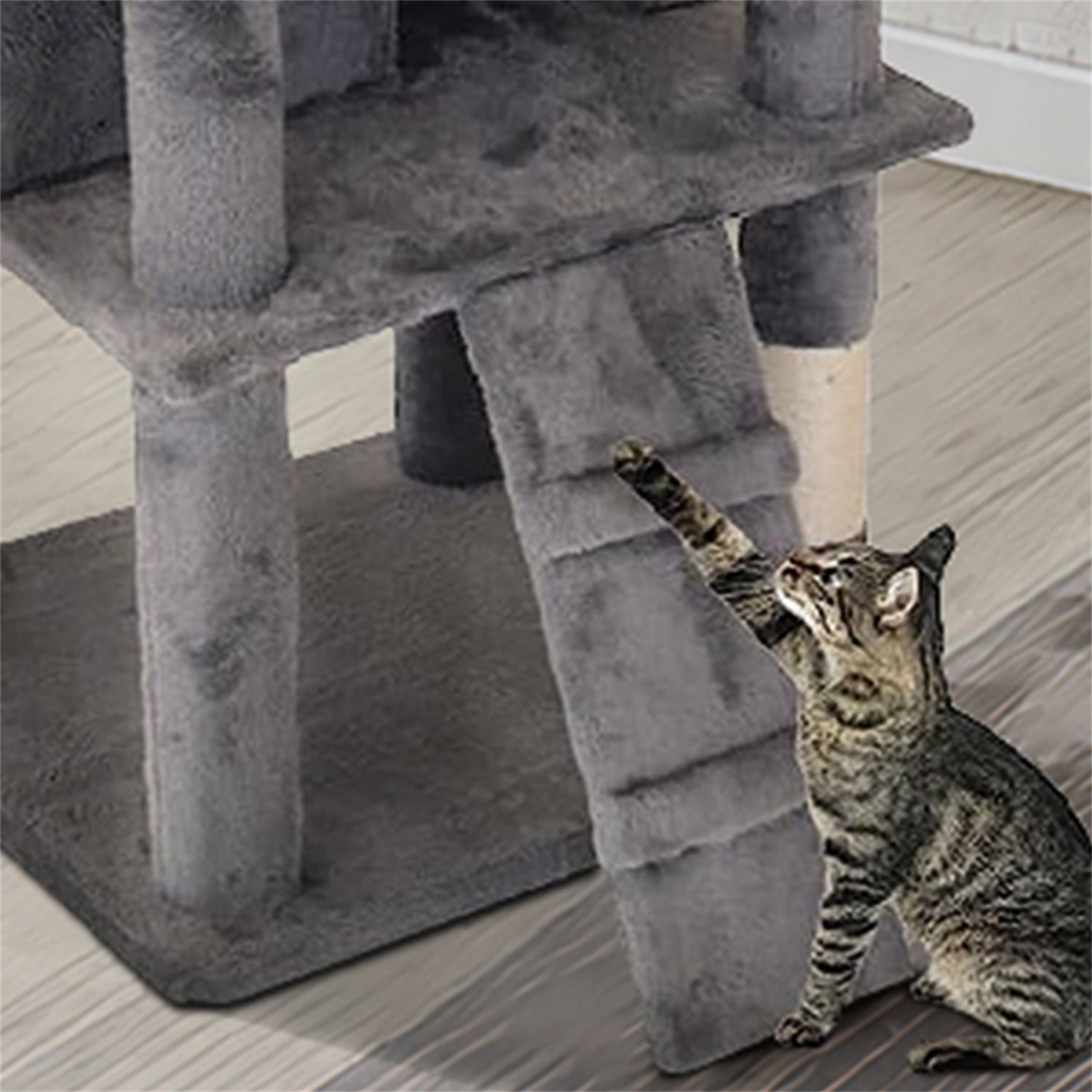 Pefilos 68 Inches Cat Trees Towers with Scratching Posts Condos Hammock Resting Perch, Indoor Play House for Large Cats Kitty Kitten, Gray Pefilos 68 Inches Cat Trees Towers with Scratching Posts Condos Hammock Resting Perch, Indoor Play House for Large Cats Kitty Kitten, Gray
