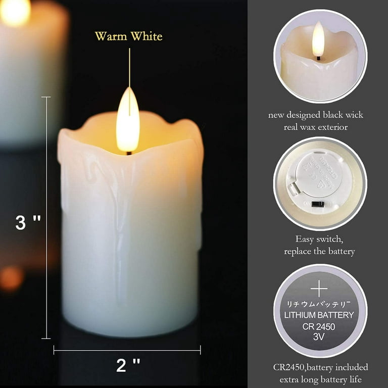 Homemory Flameless Votive Candles with Timer, 2 x 2 Real Wax, 400+Hour  Realistic Black Wick Battery Operated Candles, Set of 6 for Wedding, Party