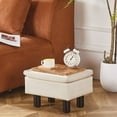 thumbnail image 7 of Foot Stool Ottomans Linen Footrest Storage Ottoman Step Stool Seat with Solid Wood Legs Modern Accent Stools for Couch Living Room Beige, 7 of 7