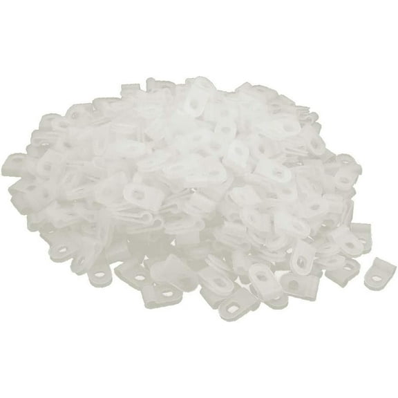 400Pcs Nylon R Type CC-0 1/8" Cable Cord Wire Clamp Clip Fastener White(400Pcs Nylon R Tipo CC-0 1/8' 'Fascetta fermacavo per cavo bianco