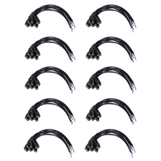 100Pcs 12V DC Power Plug Hembra Jack Plug Cable Conector 5.5X2.1mm Con Cable de Cable 15cm para CCTV LED Tira de Luz
