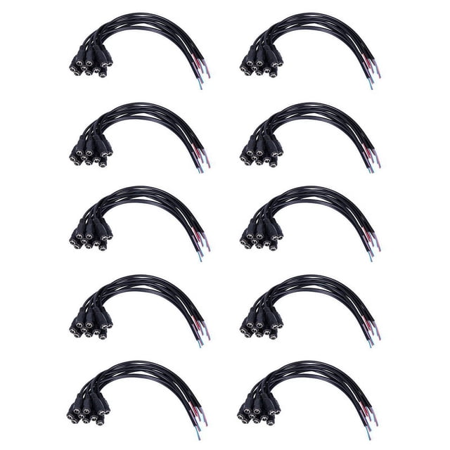 100Pcs 12V DC Power Plug Hembra Jack Plug Cable Conector 5.5X2.1mm Con Cable de Cable 15cm para CCTV LED Tira de Luz
