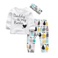 thumbnail image 1 of Kukitty Conjunto De 3 Piezas De Trajes Para Niña Daddy Is My Bestie, Camiseta De Manga Larga, Pantalones Estampados Con Diadema (3-6 Meses), 1 of 5