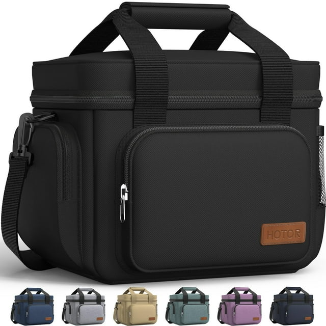 Bolsa térmica térmica para almuerzo HOTOR, 8 L, negra, a prueba de fugas