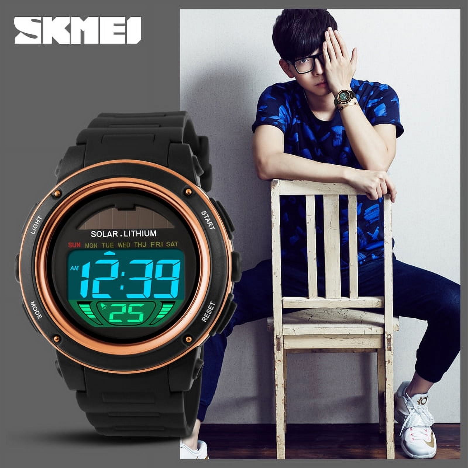 SKMEI Smartwatch For Men Bluetooth Camara Control Solar Wristwatch