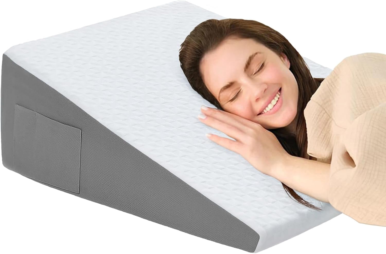 Wedge Pillow for Sleeping 7.5 Inch Bed Incline Support Memory Foam for Back Pain Relief and Leg Elevation Post Surgery