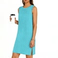 thumbnail image 5 of Rvasteizo Womens Sleeveless Round Neck Dress Polka Print Crew Neck Side Slit Casual Dress, 5 of 5