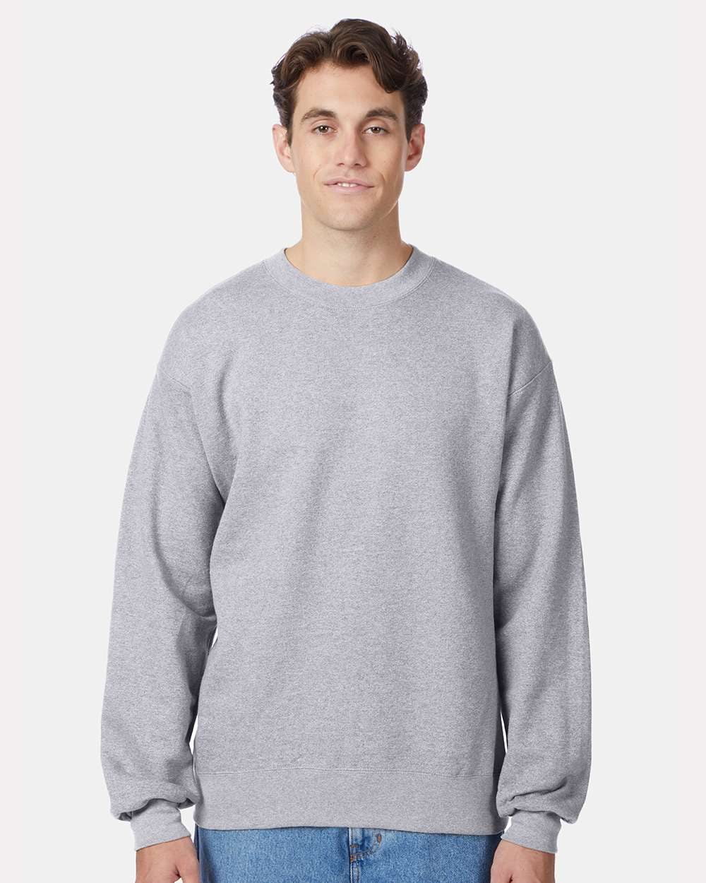 Hanes Ultimate Cotton Crewneck Sweatshirt – Adult Heavyweight Pullover, Black, 3XL - View #3