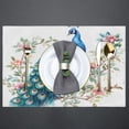 thumbnail image 4 of Peacock Flower Branch Placemats Set of 4 Linen Fabric Place Mats Heat Resistant Machine Washable Placemats Non-Slip Place Mat for Kitchen Dining Table, 4 of 5