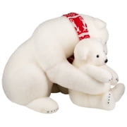 Northlight Sitting Polar Bear Mom and Cub Christmas Figure - 14.5 - White and Red