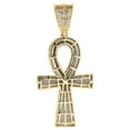 thumbnail image 3 of 10K Yellow Gold Real Diamond Ankh Cross Pendant 2.40" Mens Pave Charm 1.50 ct., 3 of 5