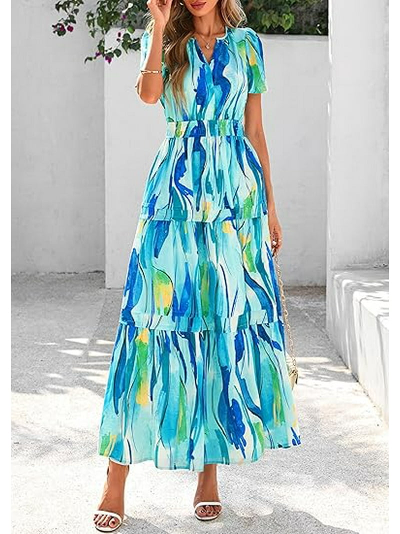 chinese dress ladies Multicolour Colorblock Self-Tie Straps High Waist Flowy Maxi Dress with Pockets