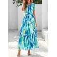 thumbnail image 4 of PRETTYGARDEN Women's Summer Boho Maxi Dresses Floral Short Sleeve V Neck A Line Tiered Flowy Long Beach Vacation Dress, 4 of 8