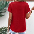 thumbnail image 3 of Womens Short Sleeve Textured Tops Summer Casual V Neck Solid Loose Basic T Shirts, 3 of 6