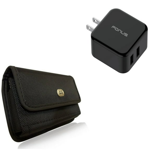 Rugged Case Belt Clip w 30W Fast Home Charger for Google Pixel 6 - Holster Canvas Cover, 2-Port USB Quick Charge Port Travel V4V Compatible With Google Pixel 6