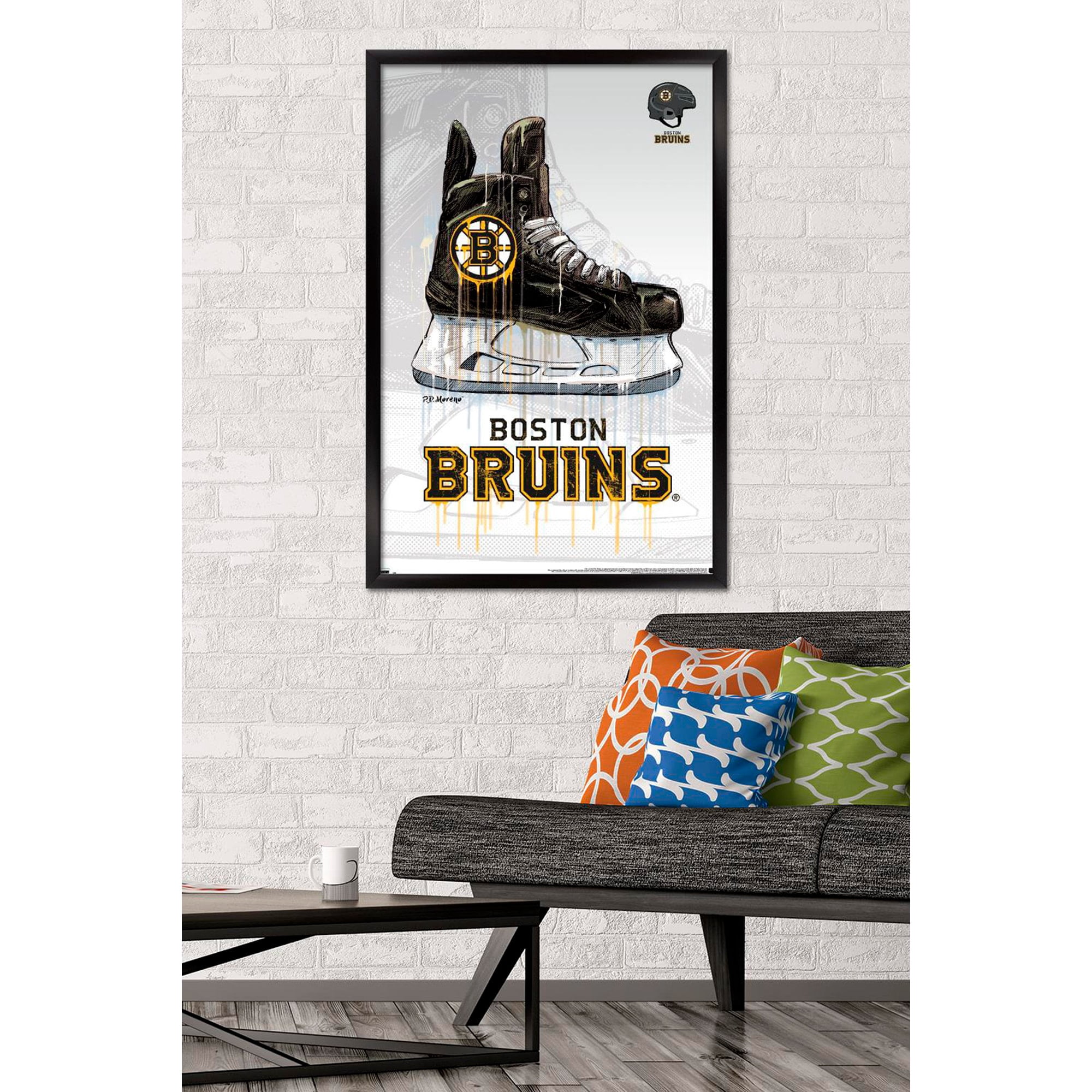 NHL Boston Bruins - Drip Skate 20 Wall Poster, 22.375" x 34", Framed