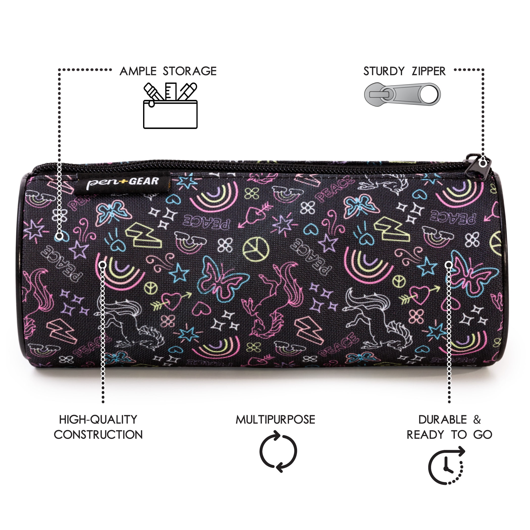 Pen & Gear Camo Barrel Pencil Case, Stationery Case