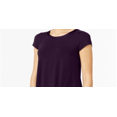 thumbnail image 2 of ALFANI $34 Womens New Purple Jewel Neck Short Sleeve T-Shirt L B+B, 2 of 3