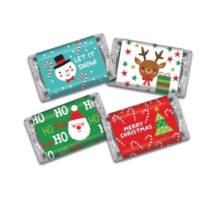 124 Pcs Christmas Candy Chocolate Party Favors Hershey's Miniatures & Kisses by Just Candy (1.5 lbs, Approx. 124 Pcs) - Santa, Reindeer & Snowman