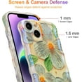 thumbnail image 4 of Case for iPhone 14, Colorful Retro Oil Painting Print Flower Leaves Laser Glossy Pattern Cute Curly Waves Edge Exquisite Phone Cover Stylish Durable TPU Protective Case for Girls Women -Blue#3, 4 of 18
