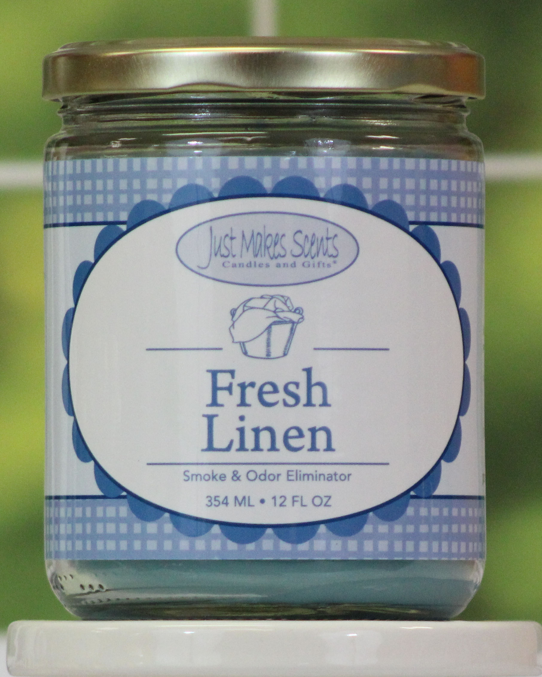 Fresh Linen Smoke & Odor Eliminator Salsa Jar Candle 12oz -Just Makes Scents Candles & Gifts