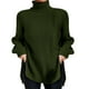 thumbnail image 1 of Suéter Abrigo mujer Gibobby de punto sólido con cuello a la moda y dobladillo dividido y mangas acampanadas Verde M, 1 of 5