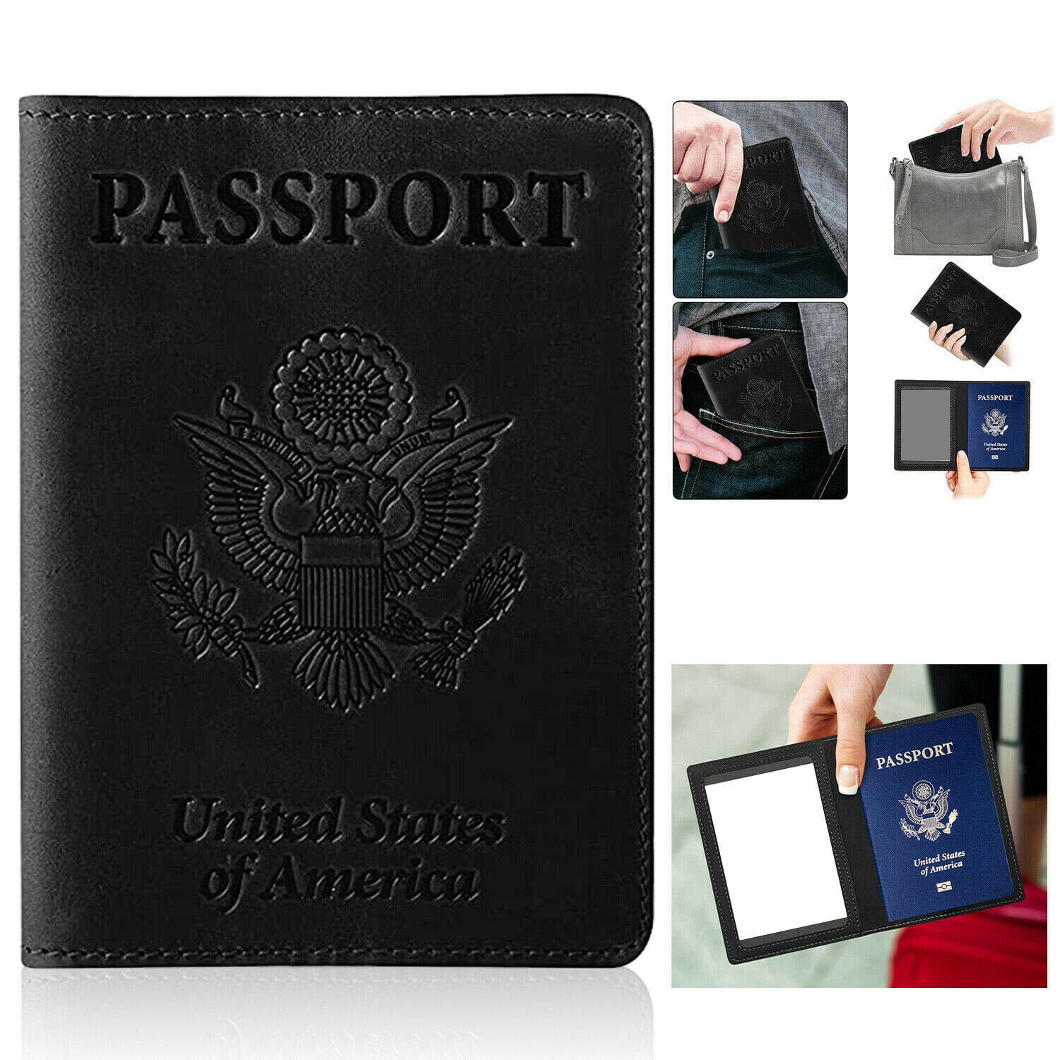 Passport Holder PU Leather Passport Cover Case Protective Passport Wallet Card Organizer for Travel 1PC