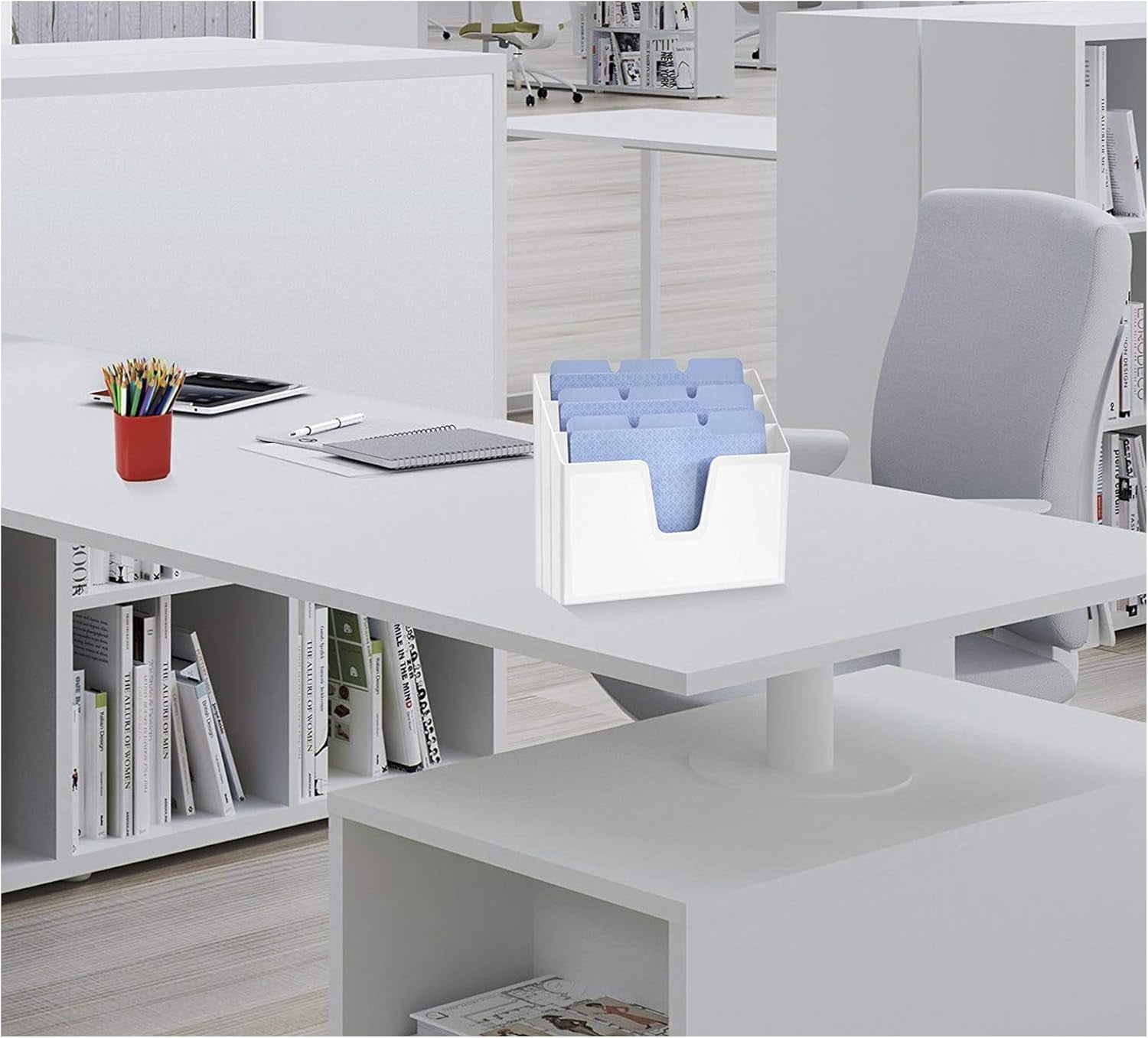 Acrimet Horizontal Triple File Folder Holder Organizer (White Color)