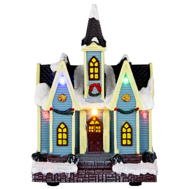 Northlight 6" Led Lighted Snowy Church Christmas Village Display Piece