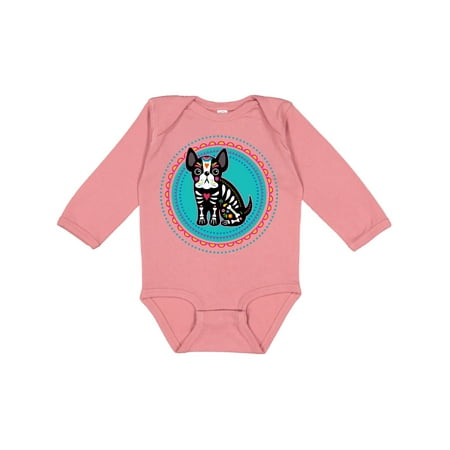 

Inktastic French Bulldog Floral Skull Dia De Los Muertos Gift Baby Boy or Baby Girl Long Sleeve Bodysuit