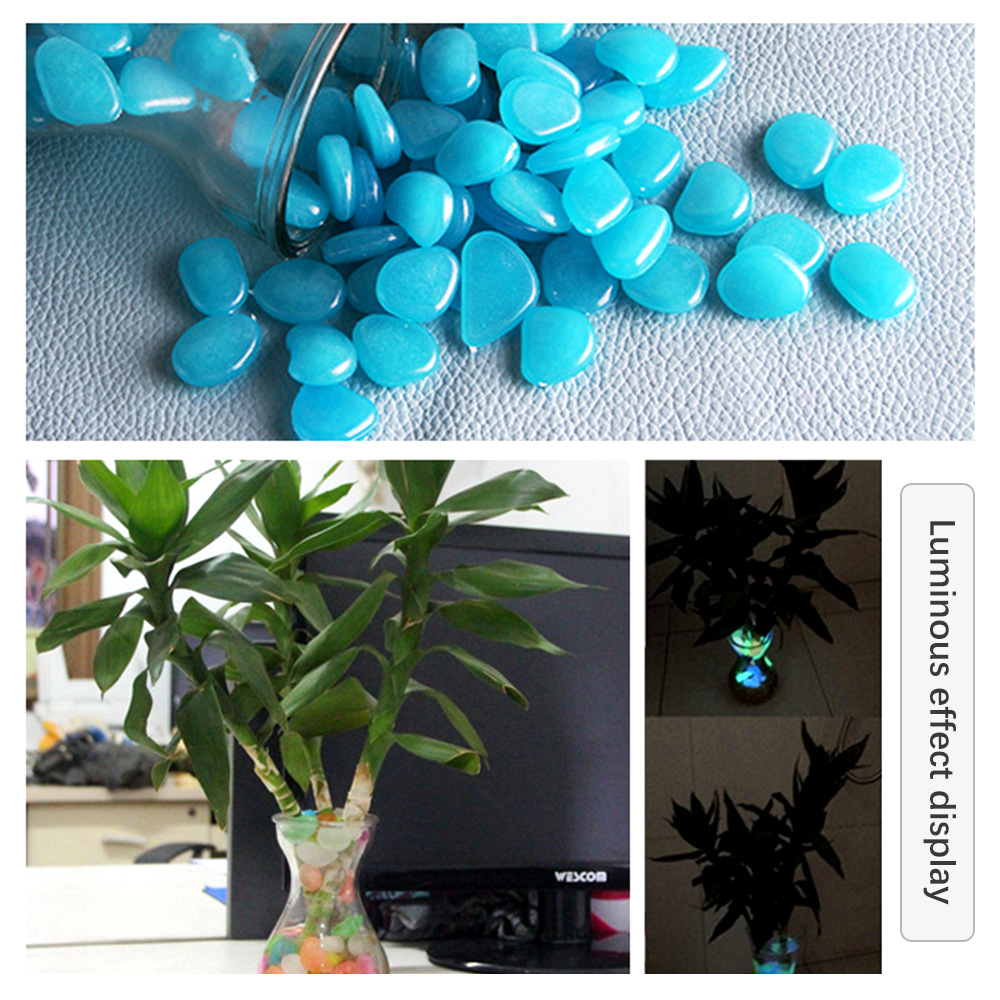White New Glowing Pebble Glow In Dark Luminous 100 Pcs Glowing Stone For Garden Walkway Fish Tank Aquarium Stones