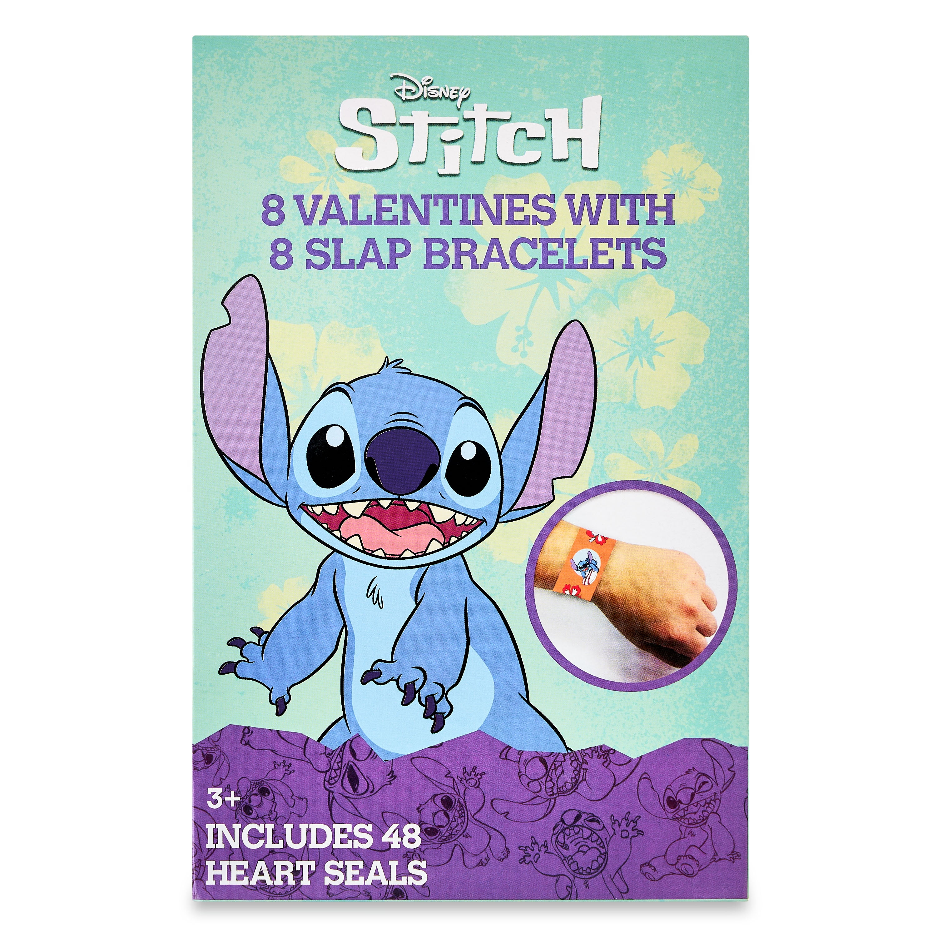 Disney Way to Celebrate Lilo & Stitch, Valentine's Day Cards, Kiddie Cards, Slap Bracelets, Blue, 8 Count